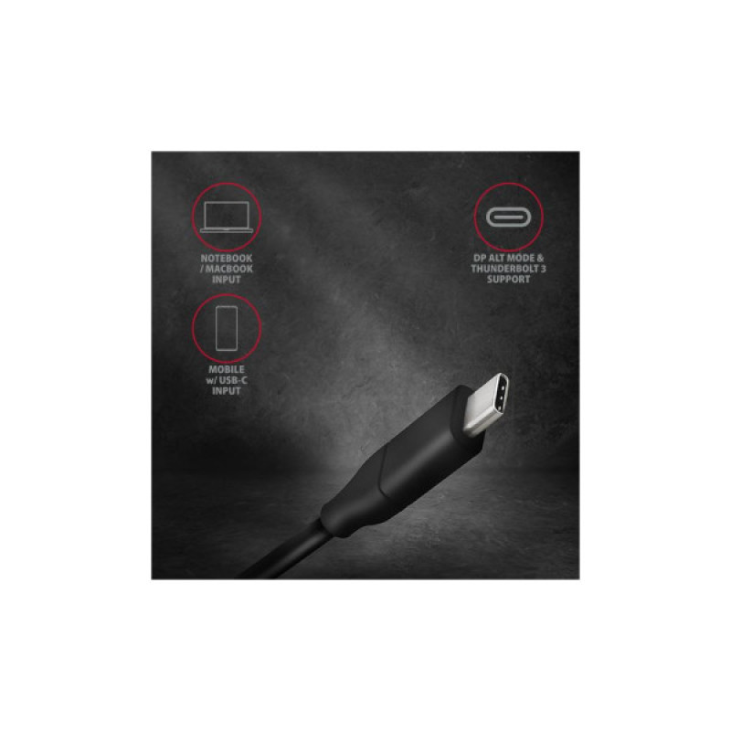 Кабель мультимедийный USB-C to DisplayPort M 1.8m 4K60Hz black AXAGON (RVC-DPC)