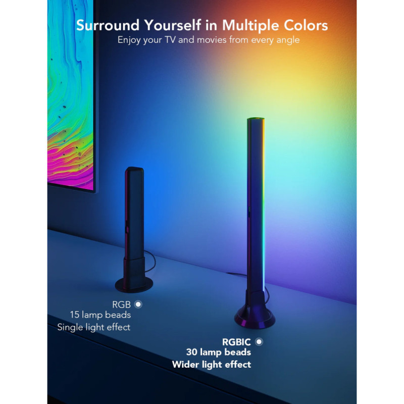 Govee Набор подсветки H6046 RGBIC WiFi + Bluetooth Flow Plus Light Bars, RGB, Белый (H6046311)