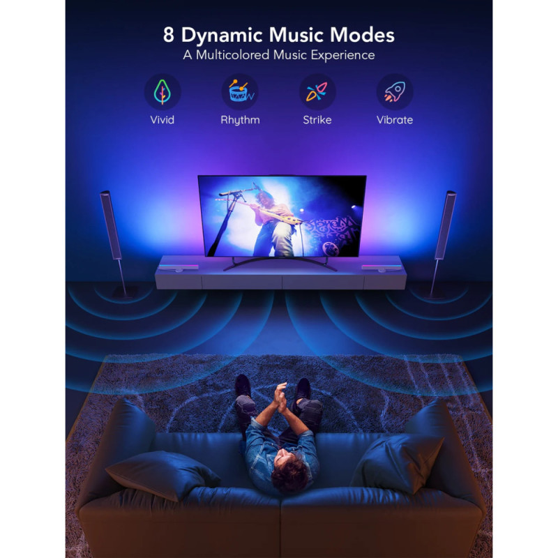 Govee Набор подсветки H6046 RGBIC WiFi + Bluetooth Flow Plus Light Bars, RGB, Белый (H6046311)