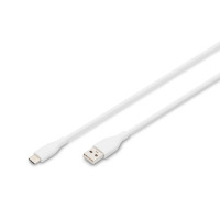 Digitus USB-C Silicone charging cable, USB-A - USB-C 2m, USB 2.0, 60W, white (AK-300340-020-W)