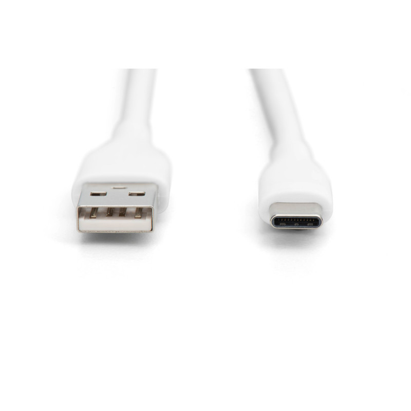 Digitus USB-C Silicone charging cable, USB-A - USB-C 2m, USB 2.0, 60W, white (AK-300340-020-W)