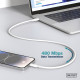 Digitus USB-C Silicone charging cable, USB-A - USB-C 2m, USB 2.0, 60W, white (AK-300340-020-W)