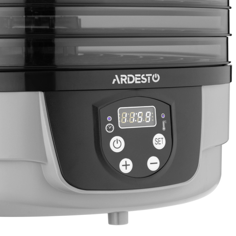 ARDESTO Сушка для продуктов  FDB-532TTC, 250Вт, поддонов -5x3см, диаметр-32см, макс-70°С, таймер, электр. управление, пластик, белый
