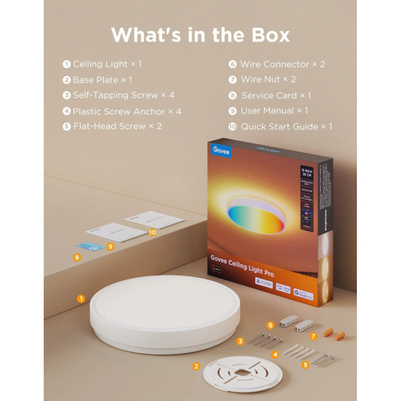 Govee Потолочний світильник 38cm Smart Ceiling Light Pro, RGBICWW, WI-FI/Bluetooth, білий (H60A6C01)