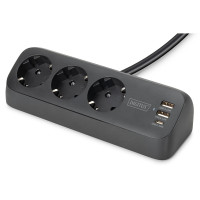 Digitus Блок розеток DIGITUS Office, 3xSchuko, 2xUSB-A, 1xUSB-C, 16A, 1.5м, вилка Schuko, чорний (DA-70625)