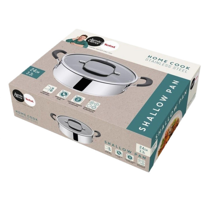 Tefal Casserole with lid Jamie Oliver Home Cook, 24 cm, stainless steel, silicone