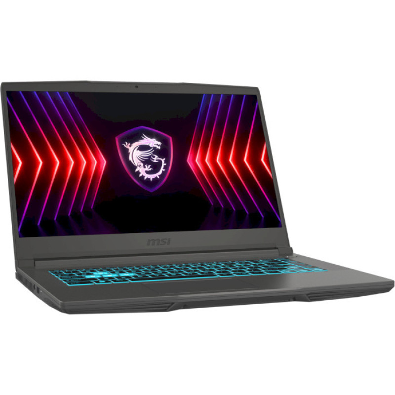 Ноутбук MSI Thin 15 B12VE (B12VE-1879XUA); 15.6" FullHD (1920x1080) IPS LED матовый 144 Гц , Intel Core i7-12650H (2.3 - 4.7 ГГц) , RAM 16 ГБ (Max 64 ГБ) , SSD 512 ГБ , nVidia GeForce RTX4050, 6 ГБ , без ОП , LAN , Wi-Fi , Bluetooth , веб-камера , DOS , 1.86 кг , черный , подсветка клавиатуры