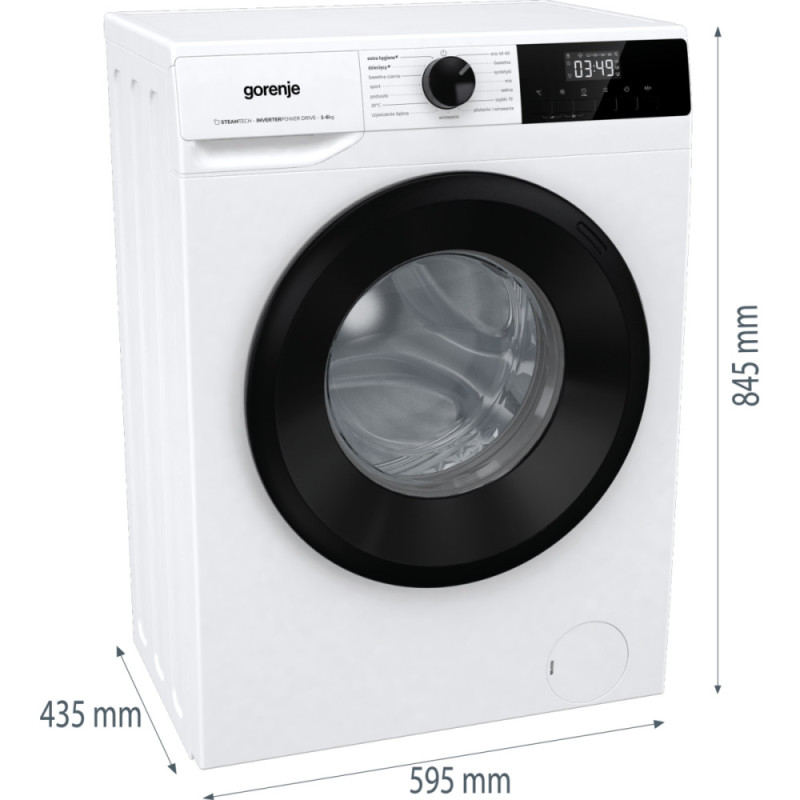 Gorenje WM Gorenje W1NHPI60SCS/P front load, 6kg, 1000, A+++, 43.5cm, display, steam, invertor, white (W1NHPI60SCSP)
