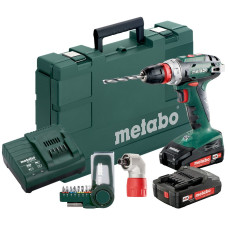 Metabo BS18Quick акумуляторний, 18V 2x2Ah, з / у, кофр, кут.насадка, набір SP (9 шт) (602217870)