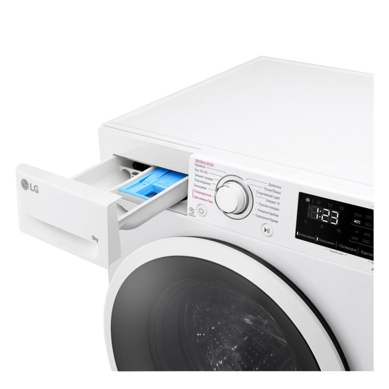 LG Стиральная машина фронтальная, 9кг, 1400, A+++, 57см, дисплей, пар, инвертор, белый (F4V3VS7WW)