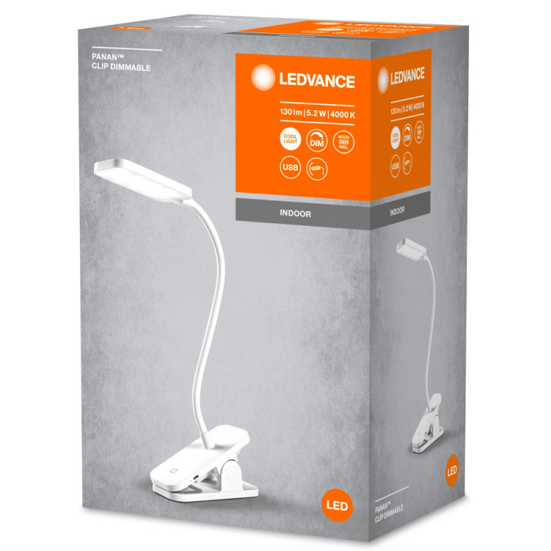 LEDVANCE Desk lamp PANAN CLIP SQUARE DIM USB (4058075747883)