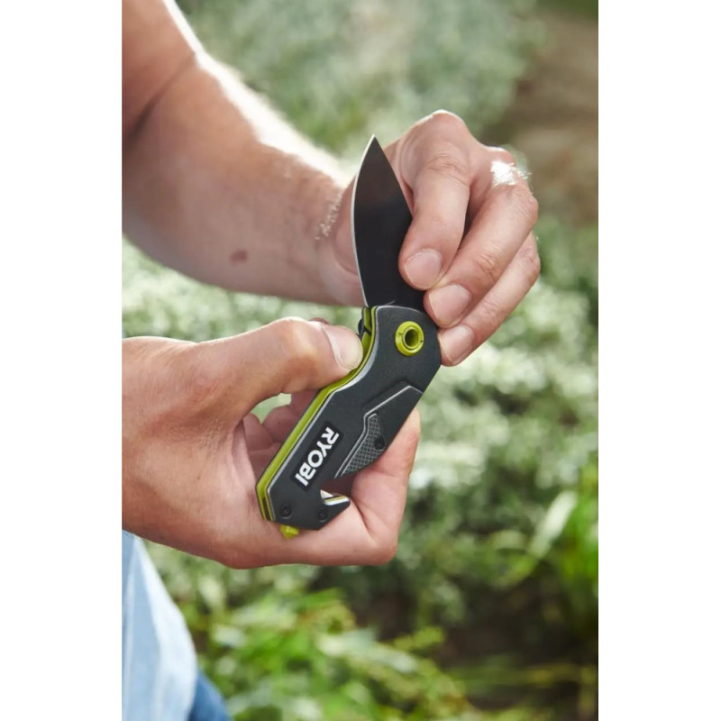 Ryobi Нож складной RFK25T, лезвие 57мм, стропорез, фиксатор лезвия, клипса. (5132005328)