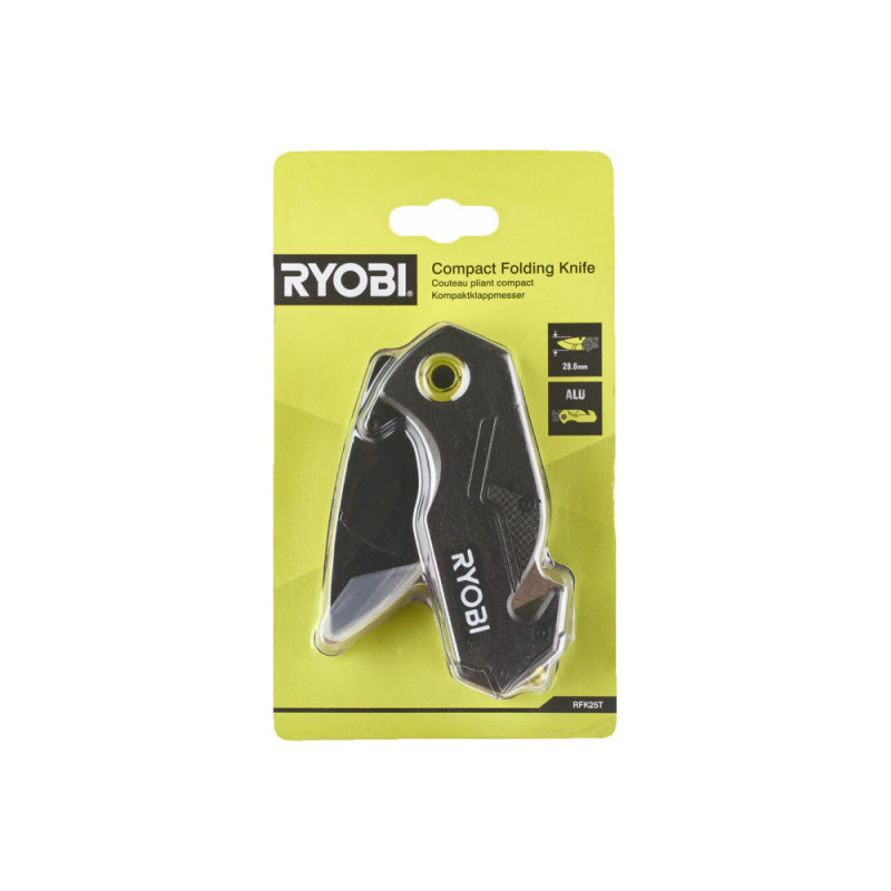 Ryobi Нож складной RFK25T, лезвие 57мм, стропорез, фиксатор лезвия, клипса. (5132005328)
