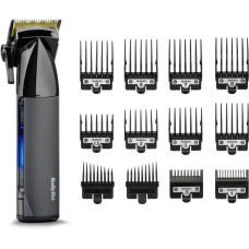 BaByliss hair clipper Super-X Metal Series, battery, nozzles-12, steel with graphite coating, black-silver (E991E)