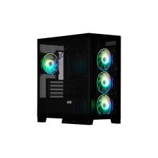 2E Gaming PC case Fantom GK701B without PSU, 2xUSB3.0, 1xUSBType-C, 4x120mm ARGB, VGA 400mm, LCS ready, controller with remote, TG Side/Front Panel, mATX, black (2E-GK701B)