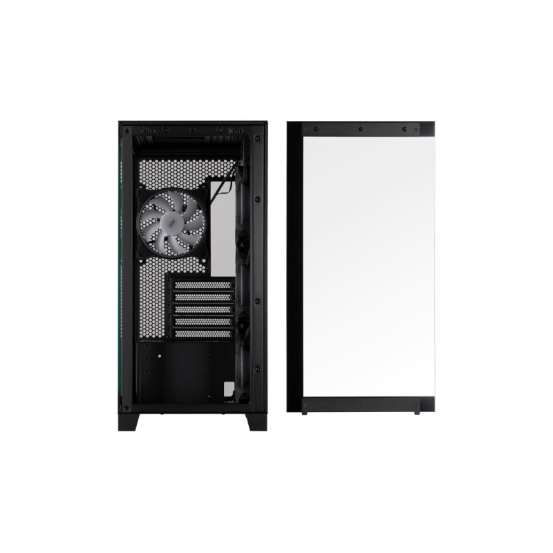 2E Gaming PC case Fantom GK701B without PSU, 2xUSB3.0, 1xUSBType-C, 4x120mm ARGB, VGA 400mm, LCS ready, controller with remote, TG Side/Front Panel, mATX, black (2E-GK701B)