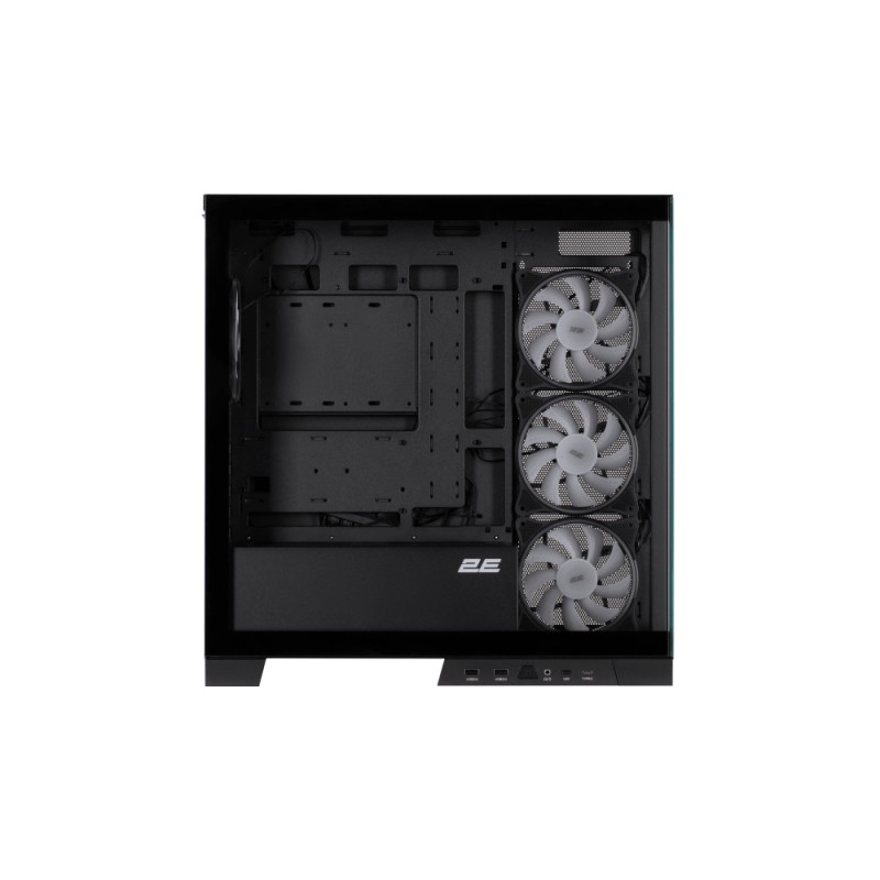 2E Gaming PC case Fantom GK701B without PSU, 2xUSB3.0, 1xUSBType-C, 4x120mm ARGB, VGA 400mm, LCS ready, controller with remote, TG Side/Front Panel, mATX, black (2E-GK701B)