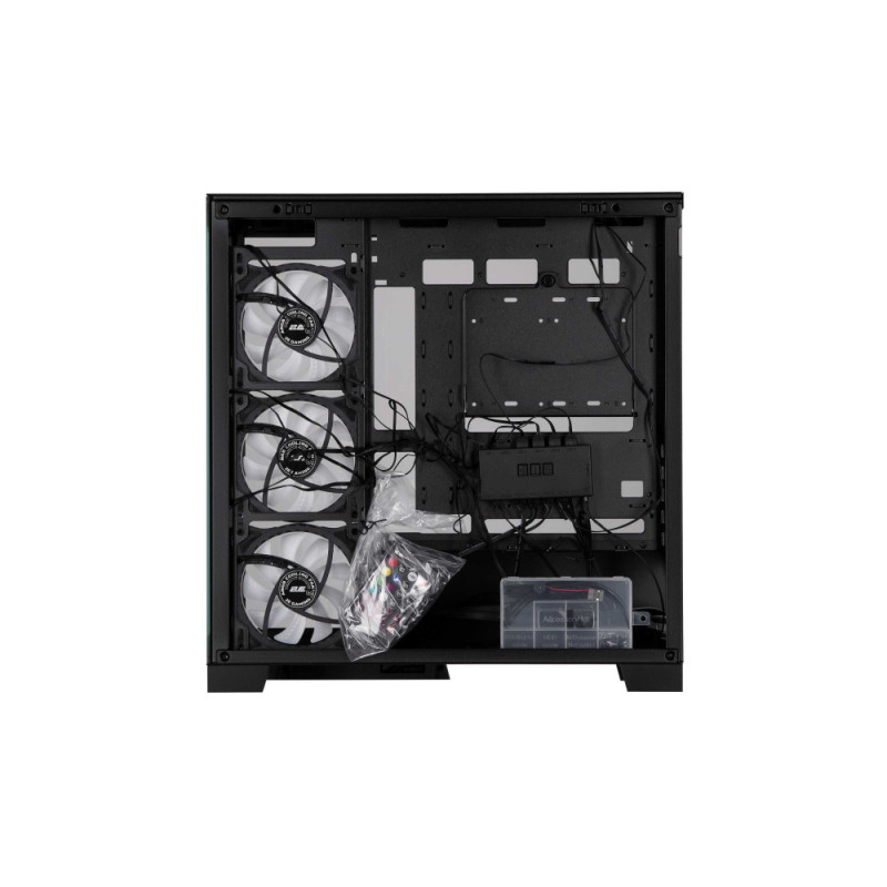 2E Gaming PC case Fantom GK701B without PSU, 2xUSB3.0, 1xUSBType-C, 4x120mm ARGB, VGA 400mm, LCS ready, controller with remote, TG Side/Front Panel, mATX, black (2E-GK701B)