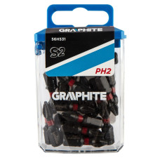 Graphite Impact bits, 20pcs, 1/4 , PH2x25mm, S2 steel (56H531)