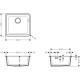 Hansgrohe Kitchen sink S51, granite, square, no drainboard, 500х450х190mm, bowl - 1, built-in, S510-U450, black graphite (43431170)