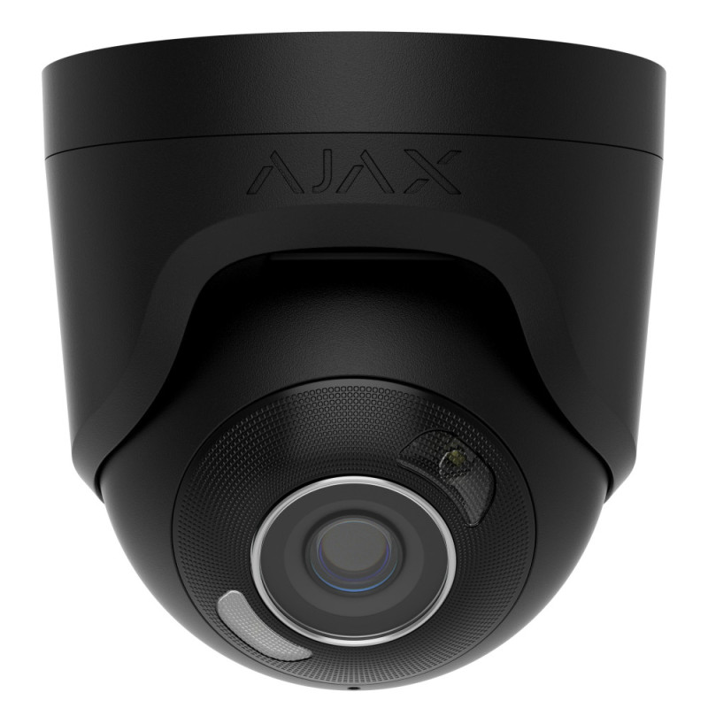 Ajax IP-Камера дротова TurretCam HL black, 8мп, 4мм, гібридне підсвічування IR 35м, білий Led 50м, Poe, True WDR, IP 65, ІЧ 35м, аудіо, 75° до 85°, купольна, чорна (000059521)