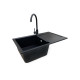 Adamant Kitchen sink Horizon, artificial stone, rectang., with drainboard, 780х495х230mm, bowl - 1, over-mounted, black (000008549)