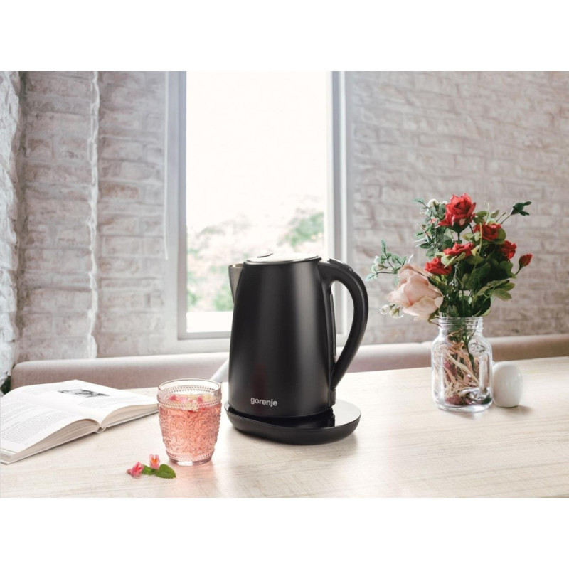 Gorenje Electric kettle, 1,7L, Strix, double-walled, black (K17TRB)