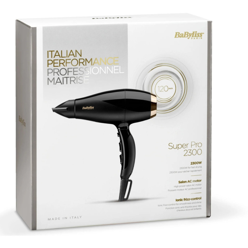 BaByliss Hair dryer, 3W, 3 modes, ionization, cold blowing, black (6714E)