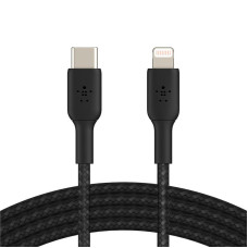 Belkin сable USB-С > Lightning charge/data, 1m, Type-C, BRAIDED, black (CAA004BT1MBK)