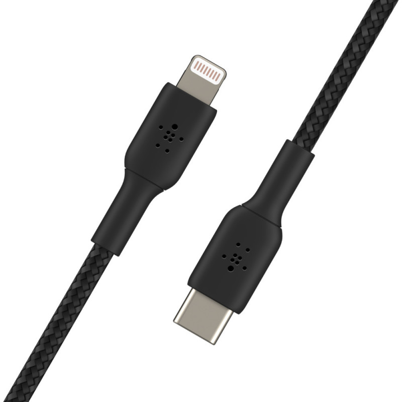 Belkin сable USB-С > Lightning charge/data, 1m, Type-C, BRAIDED, black (CAA004BT1MBK)