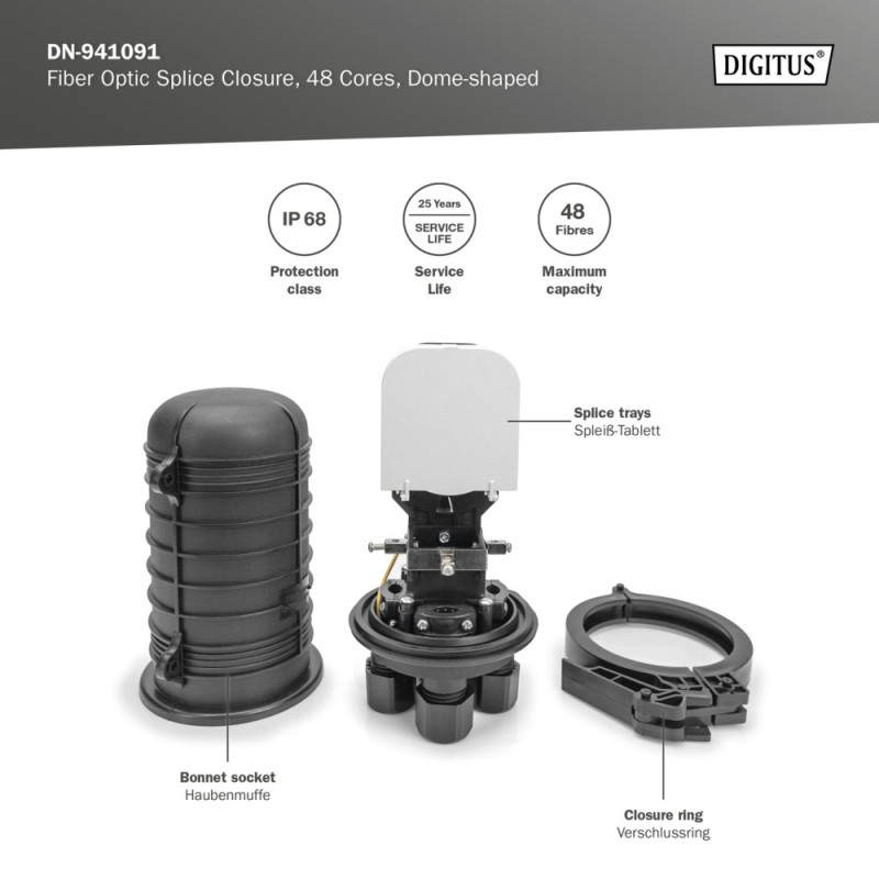 Digitus Fiber optic splice closure, 48 cores, dome-shaped (DN-941091)