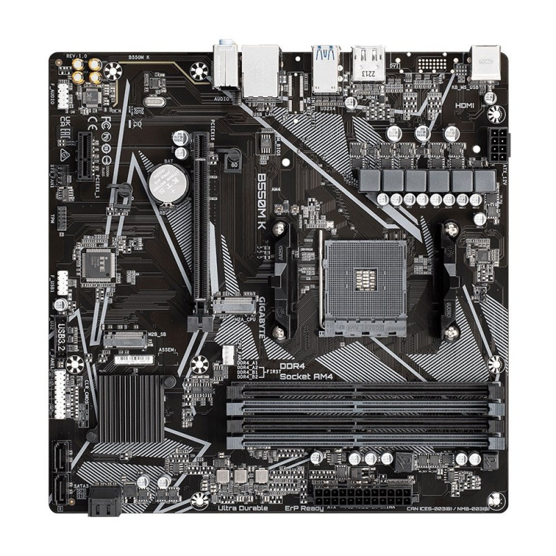 Gigabyte Motherboard B550M_K sAM4 B550 4xDDR4 M.2 HDMI DP mATX