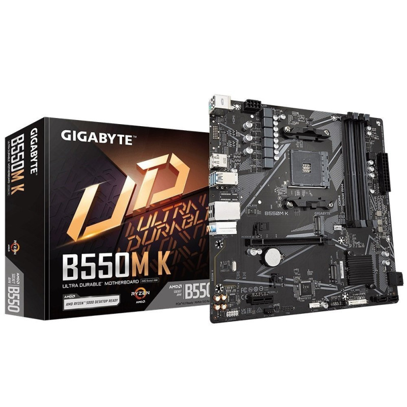 Gigabyte Motherboard B550M_K sAM4 B550 4xDDR4 M.2 HDMI DP mATX