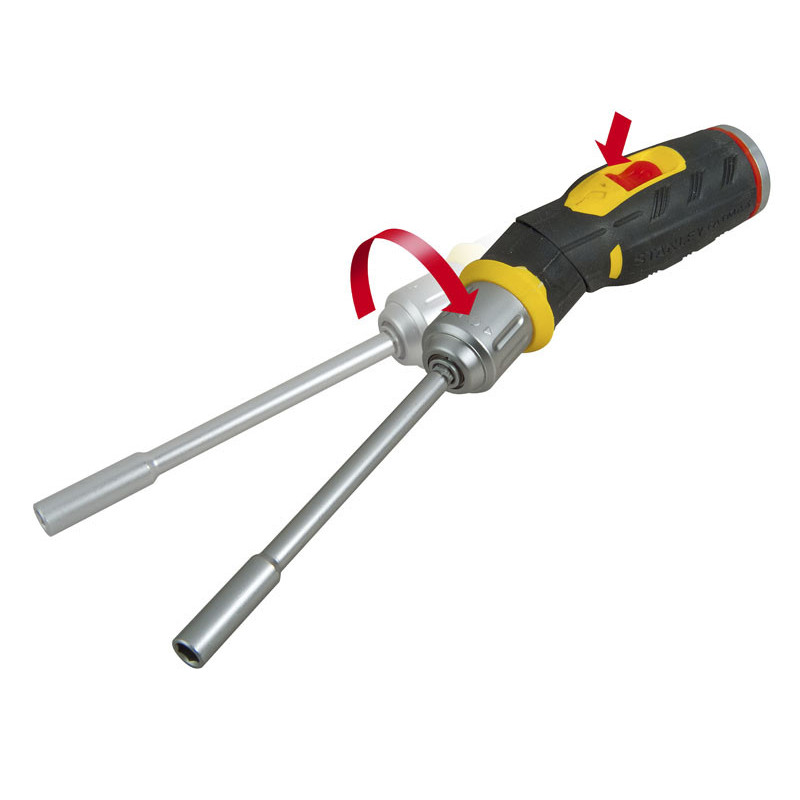 Stanley Викрутка FatMax, бітотримач реверсний 1/4", зберігання біт у рукоятці, 12 біт, SL, PH, PZ, Torx (FMHT0-62691)