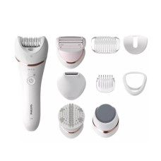 Philips Epilator 8000 series, rechargeable, tweezers.-32, dry+wet, nozzles-8, with backlight, white (BRE740/10)