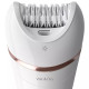 Philips Epilator 8000 series, rechargeable, tweezers.-32, dry+wet, nozzles-8, with backlight, white (BRE740/10)