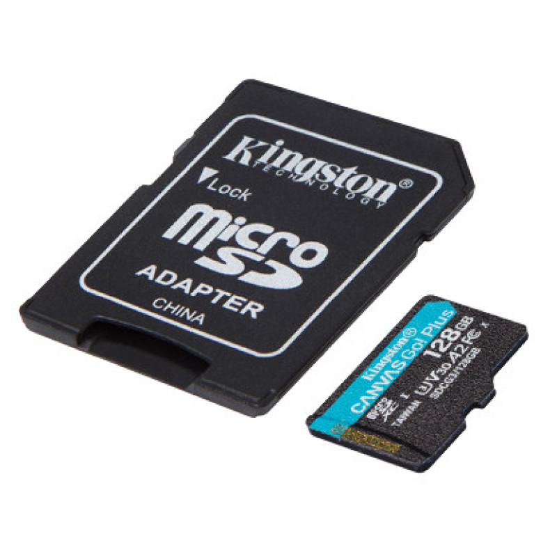 Kingston microSD 128GB C10 UHS-I U3 A2 R170/W90MB/s + SD (SDCG3/128GB)