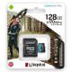 Kingston microSD 128GB C10 UHS-I U3 A2 R170/W90MB/s + SD (SDCG3/128GB)