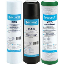 Ecosoft Set of 1-2-3 cartridges for Absolute osmosis (polypropylene+GAC+AquaGreen) (CHV3ECOAGR)