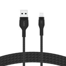 Belkin Cable USB-A - Lightning BRAIDED SILICONE, strap with magnet, 1m, black (CAA010BT1MBK)