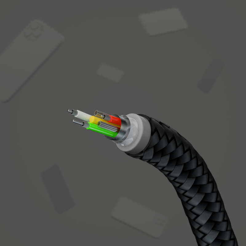 Belkin Cable USB-A - Lightning BRAIDED SILICONE, strap with magnet, 1m, black (CAA010BT1MBK)