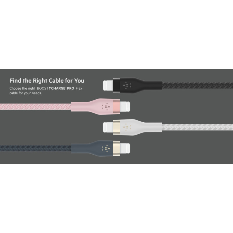 Belkin Cable USB-A - Lightning BRAIDED SILICONE, strap with magnet, 1m, black (CAA010BT1MBK)