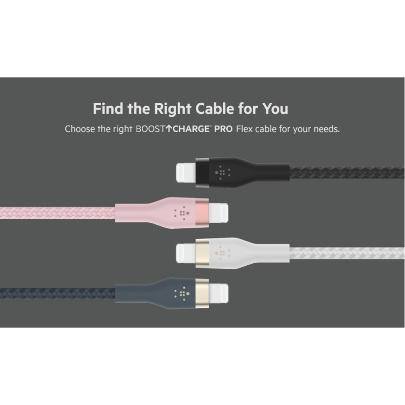 Belkin Cable USB-A - Lightning BRAIDED SILICONE, strap with magnet, 1m, black (CAA010BT1MBK)