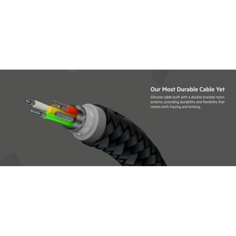 Belkin Cable USB-A - Lightning BRAIDED SILICONE, strap with magnet, 1m, black (CAA010BT1MBK)