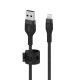 Belkin Cable USB-A - Lightning BRAIDED SILICONE, strap with magnet, 1m, black (CAA010BT1MBK)