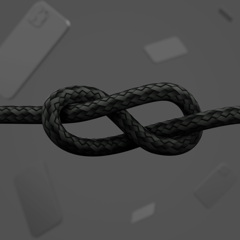 Belkin Cable USB-A - Lightning BRAIDED SILICONE, strap with magnet, 1m, black (CAA010BT1MBK)