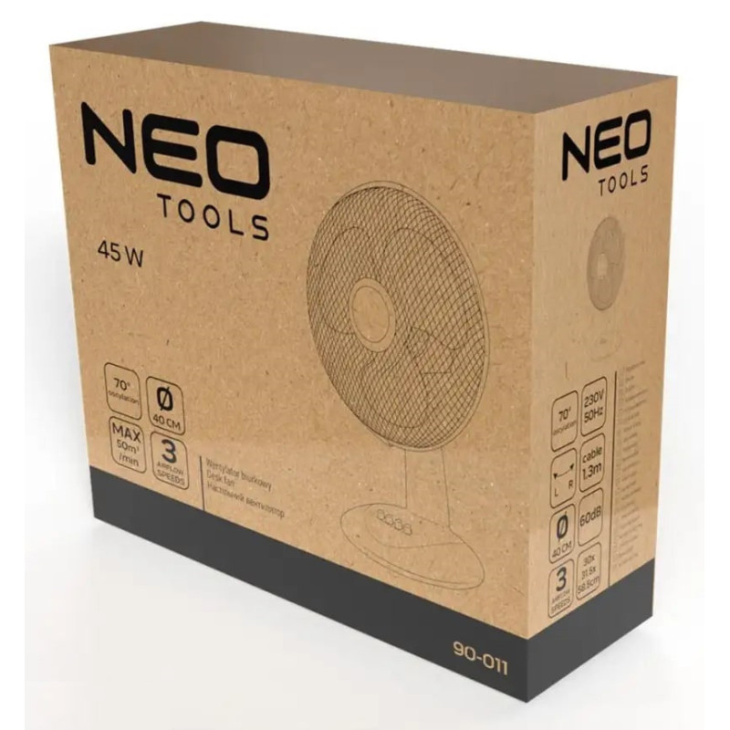 Neo Tools table fan, 40cm, 45W, white (90-011)
