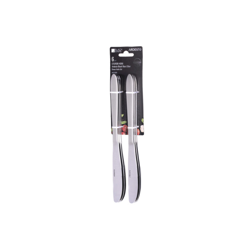 ARDESTO Table knives set Black Mars Ether, 6pcs, stainless steel (AR0706EK)