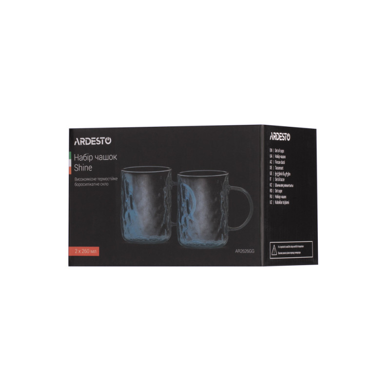 ARDESTO Set of cups Shine, borosilicate glass, 260 ml, 2 pcs (AR2626GG)