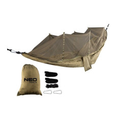 Neo Tools Hammock, with mosquito net, material nylon 210T, 330x140cm, up to 200kg, cords, carrying bag, green (63-123)